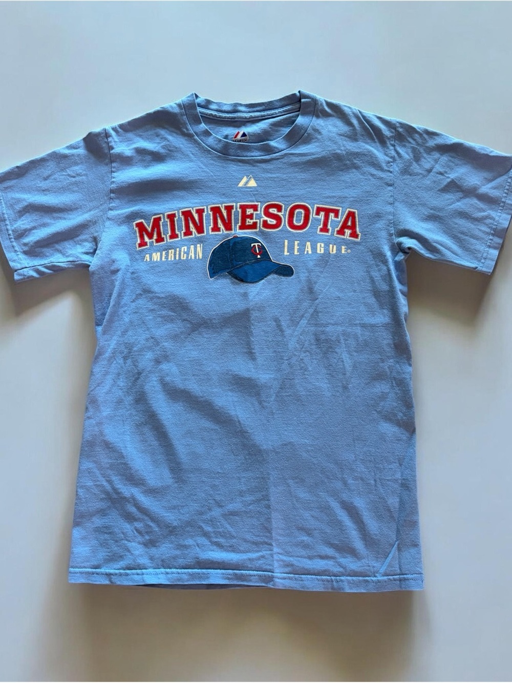 Vintage Light Blue Minnesota Tee with Red Lettering